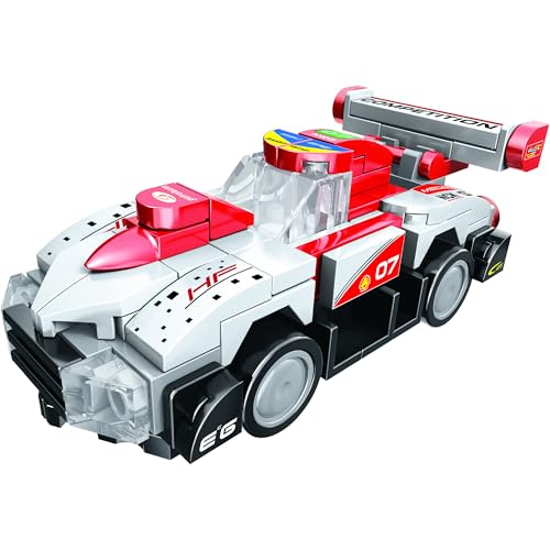 Image of 8-in-1 Super Racing Car White Star (98 Pieces) | Learn About Speed | Building Block Set for Kids Age 6+ | STEM Educational Toy | Build, Collect & Create Robot | Science & Learning Toy