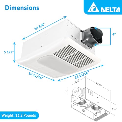 Breez RAD80L Delta Breez Radiance Exhaust Bath Fan 80 Cfm Energy Efficient Quiet Operation Brushless Motor With Light And Built-In Thermostat Heater thumb #2