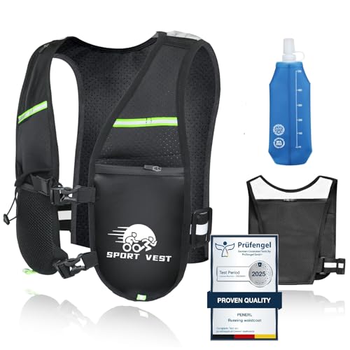 Running Vest with Water Bottle & Reflective Features
