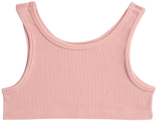 image for LaLa Girls' Active Shorts Set - 2 Piece Seamless Ribbed Crop Tank Top 