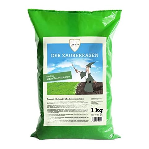 Linsor Zauberrasen, schnellkeimende Rasensamen, hochwertige Samenmischung, Sport- und Spiel-Rasen, 1kg für 50m² Cover