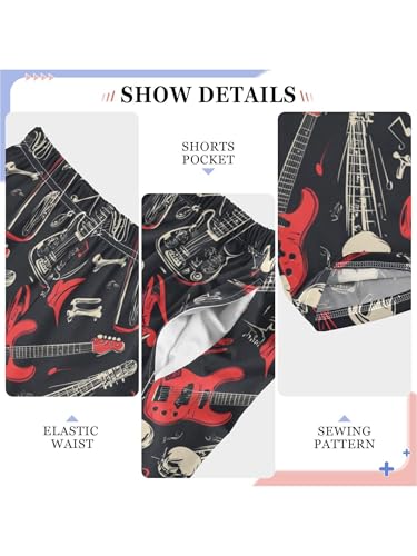 Red Rock Guitar Skull Art Boys Pants for Kids Jogger Pants with Pockets S4