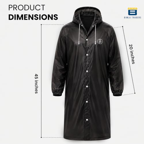 Image of Reusable EVA Hooded Raincoat| Transparent Waterproof Rain Wear for Men & Women | Elastic Full Sleeves | Front Button Design | Knee Length Free size