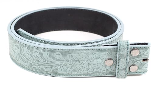 Image of BC Belts Western Leather Belt Strap - 1.5 inch Wide with Embossed Scrollwork Without Buckle for Men & Women, Cowboy /Cowgirl Style