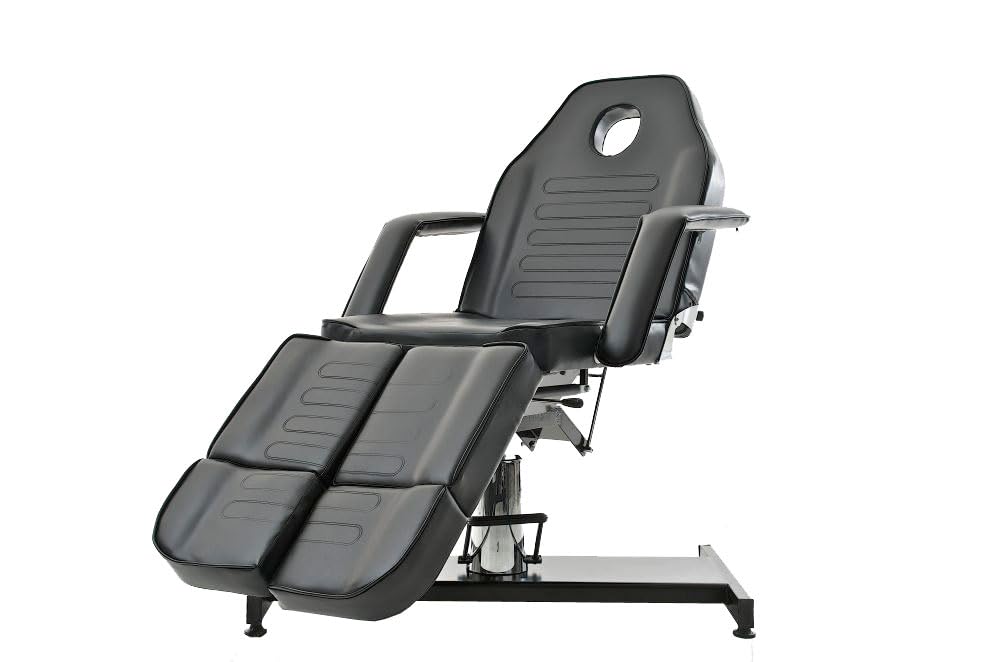 CLP Kosmetikliege SPLIT, Fußteil geteilt, Armlehnen abnehmbar, höhenverstellbar 60-75 cm, auch als Massageliege nutzbar Schwarz
