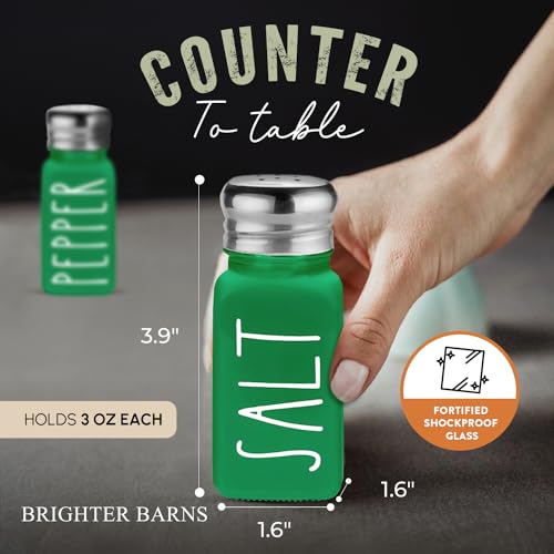 Image of Afrodite Salt and Pepper Shakers Set, Stainless Steel Salt and Pepper Sprinkler for Restaurant with Glass Bottom, Spice Dispenser Ideal for Himalayan, Kosher, Black and White Pepper (Green)