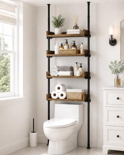 ALLZONE Tension Over The Toilet Storage Cabinet, No-Drill, Fits 92-116 in.