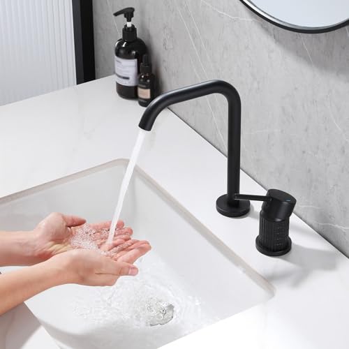 Robinet de lavabo de salle de bain MOCHAMIK gris pistolet, mitigeur laiton rotatif lot de 2