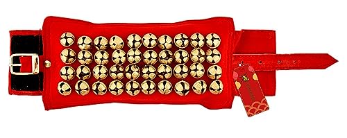 Image of UAPAN 4 line Bells Velvet Pad for Classical Bharatanatyam Kathak Dance with Adjustable Strap(Velvet Belt with Velcro)