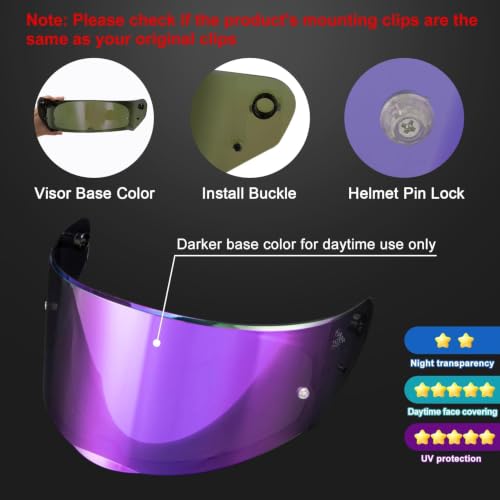 Image of PSLER Shatterproof Helmet Visor for Assault Rapid FF320 FF353,Deep Purple | Impact-Resistant ,UV400 Protection, Motorcycle Tinted Face Shield for Assault Rapid FF320 FF353 FF328 ,Visor Replacement