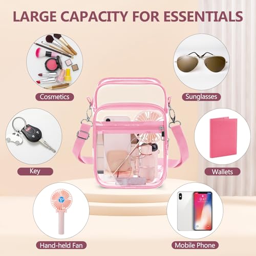Image of Blvornl Clear Crossbody Bag with Adjustable Shoulder Strap, Stadium Approved PVC Purse Bag, Messenger Bag
