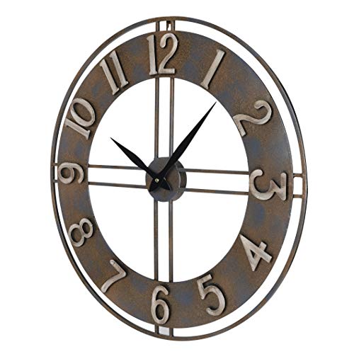 23.6-Inch Oversized Rustic Vintage Metal Silent Non-Ticking Battery Operated Decorative Wall Clock With Large Arabic Numerals #TOP1