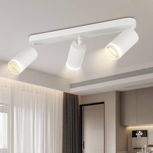CHENBEN - Lámpara de techo con 3 focos, compatible con GU10, focos de techo con anillos orientables modernos, color negro, iluminación de techo, adecuada para dormitorio, sala de estar y cocina (sin
