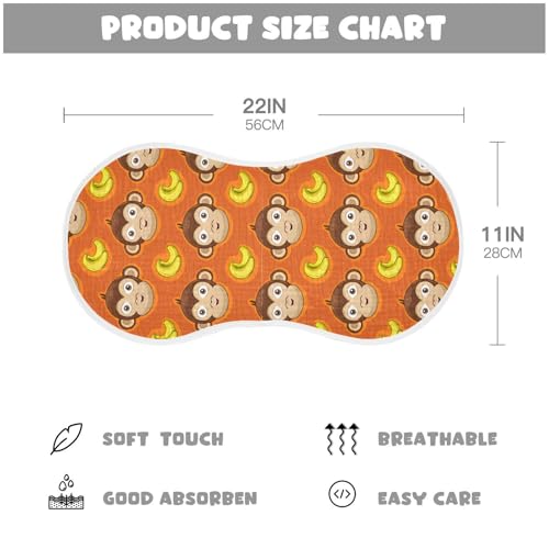 Cartoon Monkey Bananas Orange Baby Burp Cloths Cotton Washcloths Absorbent Soft Burping Rags for Baby Girl Boy Muslin Burp Cloths 1 Pack4