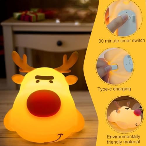 Lámpara de noche infantil con diseño de reno y brillo regulable miniatura 7