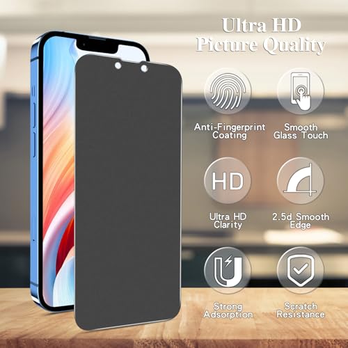 Pokolan 3 Pack Matte Privacy Screen Protector for iPhone 13, 13 Pro, iPhone 14, Anti-Glare matt Tempered Glass, Anti Spy - Image 2