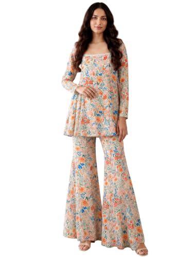 Image of Leriya Fashion Kurta Set for Women | Georgette Regular Fit Standard Length Ethnic Wear | Kurti Set for Woman | Sharara Set for Women for Wedding | Casual Family Function & Festive Kurta Sets for Woman