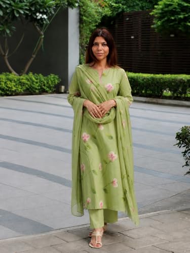 Image of ANNI Designer Viscose Printed Kurta for Women | Kurti Set Woman | Kurta with Pant & Dupatta | Straight Ethnic Suit | Indian Outfit Ladies Dress Stylish Traditional Clothing Office Party Fashion Look