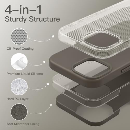 Image of JETech Silicone Case for iPhone 15, Clay | Silky Soft Touch, Shockproof Cover, Scratch Resistant, Microfiber Lining