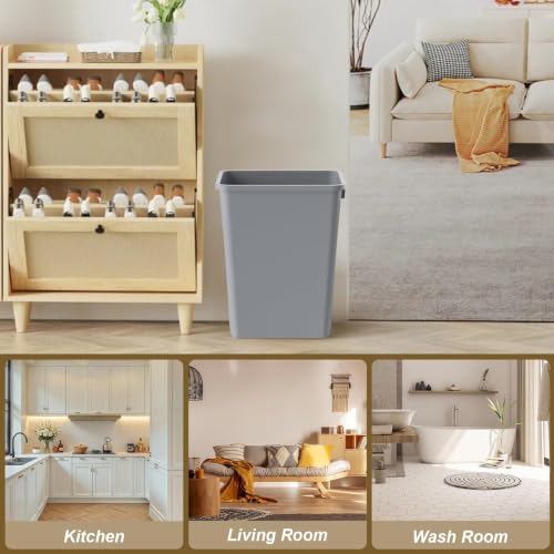Image of ROOMTEC 35QT Kitchen Trash Can,Lightweight and Sturdy Slim Trash Can,2 Pack | 9-Gallons Plastic Trash Can, Wastebaskets for Office, Workspace, Kitchen, Bathroom, Easy to Clean, Wide-open Top Design,Grey