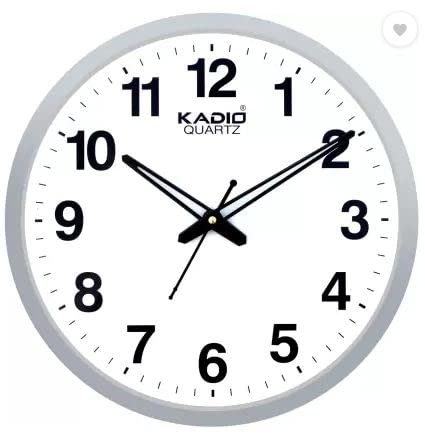 Kadio Analog 32 cm X 32 cm Wall Clock (White, with Glass, Standard)