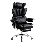 XXL Bürostuhl bis 200 kg, Ergonomischer Chefsessel aus Stoff mit Fußstütze, Hohe Rückenlehne, Neigbar, Dicke Polsterung, Computerstuhl für Home Office,Ergonomischer Chefsessel,Chefsessels, Schwarz