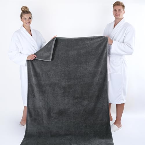 American Soft Linen Oversized Bath Sheet 40x80, Jumbo Large Bath Towels for Bathroom, 100% Ringspun Cotton Bath Sheet for Adults, Bath Sheets Towels, Gray Bath Sheet - 4