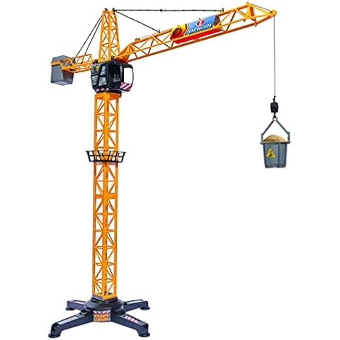 Dickie Toys 201139013 Giant Electric Toy Crane Remote Controlled for Ages 3+ 100 cm High with Load Hook, Winch, Bucket and Shovel Online Version, Single, Multi-Coloured Cover