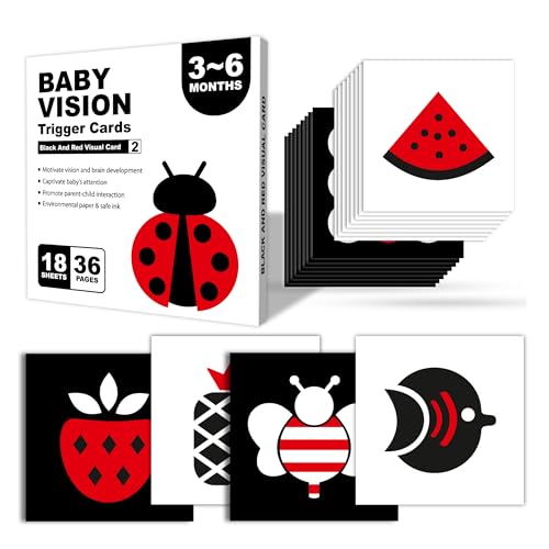 Image of Lefan New Born Baby Essentials High Contrast Black and White Vision Flash Cards 18 Cards 36 Pages Ideal Toys for 6 to 12 Months for 0 to 18 Month Babies Books (Baby Vision Cards 3-6)