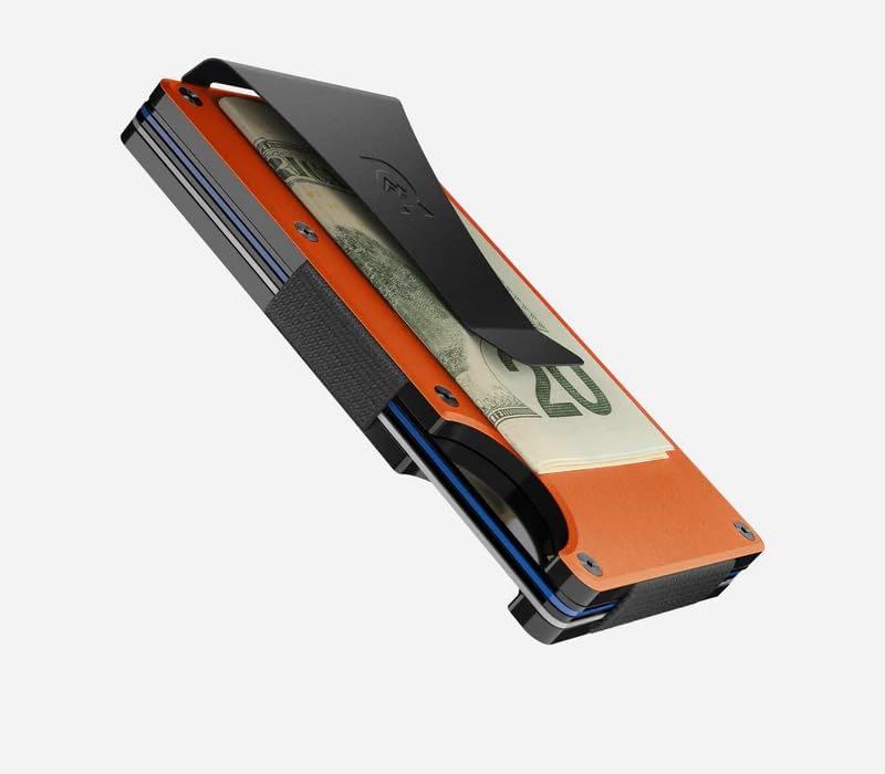 Image of Ridge Wallets - Slim Minimalist Front Pocket Wallet for Men, RFID Card Holder, Basecamp Orange, Hex Ridge