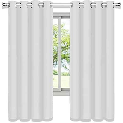 NUTRO CHILL White Blackout Curtains, Thermal Insulated Drapes for Living Room 84 Inch Length Bedroom Curtains Blackout Grommet Curtains Cover