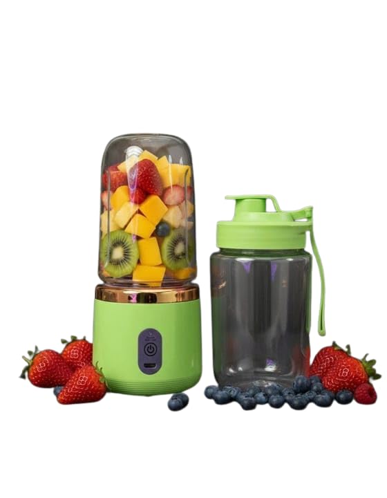 Generic Portable Juicer and Shaker, USB Rechargeable, 6-Blade, Green - Image 1