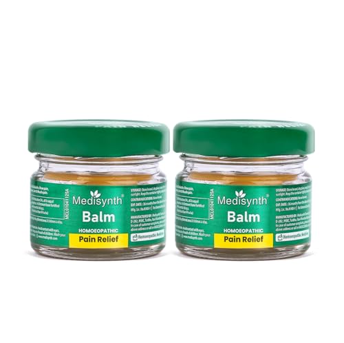 Image of MEDISYNTH Homeopathic Pain Relief Balm - Pack of 2 | Relief from Headache, Cold, Back, Neck & Knee Pain, Sciatica, Sprains, Stiffness, Joint & Muscle Pain | Batch No. 06 | Exp. Apr 2029