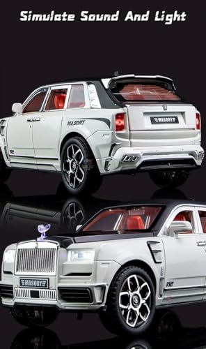 Image of Metal Pull Back Diecast Car Suv 1:24 Big Rolls Royce Cullinan Masory Pull Back Car Model With Sound Light Boys Gifts Toys For Kids?Pack Of 1?, Multicolor