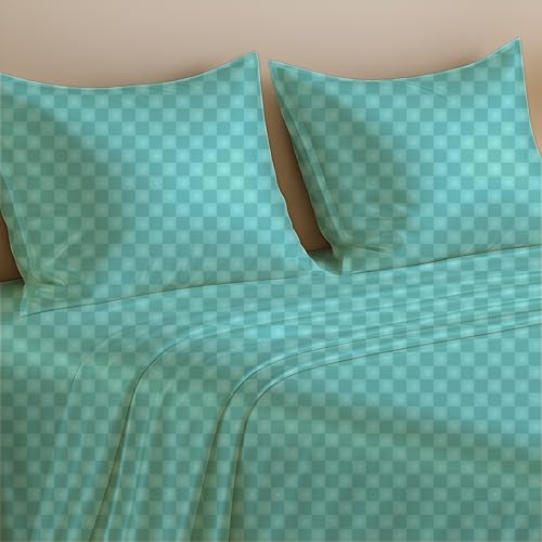 Image of Luxe Ere Jacquard Bedsheet for Double Bed, King Size (90x108) with 2 Pillow Covers, 300TC Premium Cotton Fabric, Perfect for Home Decor, Gifting & Romantic Escapes-Jade Stream
