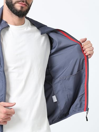 Image of CNMN Men's Polyester Biker Jacket - Single Layer, Light Weight, Two Zipper Pocket, All Year Wear, Breathable, UV Protection