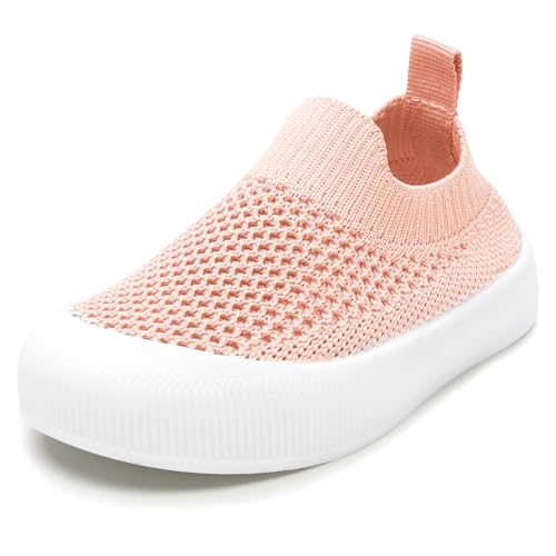 SEBELLST Baby Sneakers Girls Boys Shoes Breathable Lightweight Mesh Walking Shoes Infant Summer Flat Slip On Sneakers First Walkers Shoes (Pink,12-18 Months)