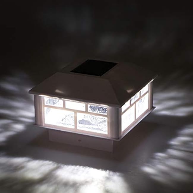 GreenLighting Modern Solar Post Cap Lights Fits 4x4 Wood, 4x4 & 5x5 PCV/Vinyl Outdoor Solar Powered Light, Fence Post, Landscaping, Deck, Garden- Bright LED, Waterproof White 4 Pack