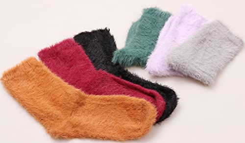 Image of TINTAO Womens Fuzzy Wool Boots Socks,Thick Knit Vintage Winter Warm Cozy Casual Crew Socks,Slouch Calf socks Gifts,#L1009