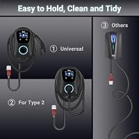 Tera EV Ladegerät Smart APP mit 32A Typ 2 22kW oder 11kW Heim Ladestation 400V CE & TÜV Wallbox 7m Ladekabel mit Ladegerätehalter App-Steuerung CEE 3-Phasen Stecker für Alle EVs und PHEVs W01 Schwarz – Ansicht 8