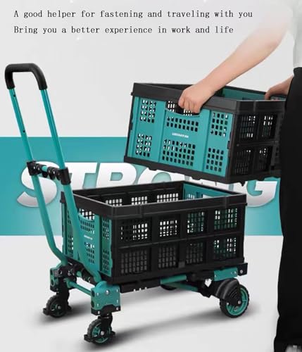Carretilla plegable con cesta y 4 ruedas, capacidad 150 kg miniatura 7