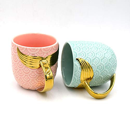 Tasse de queue de sirène dorée en céramique avec poignée - 6