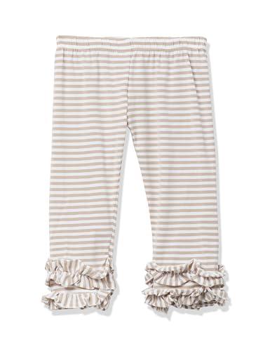 Star Vixen Girls' Stripe Leggings with Double Ruffle Bottoms