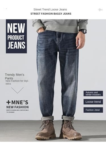Jeans Pants Trouser Denim Spring for Men Trendy Loose Straight Leg Casual Retro Washed Oversized Elastic Autumn2