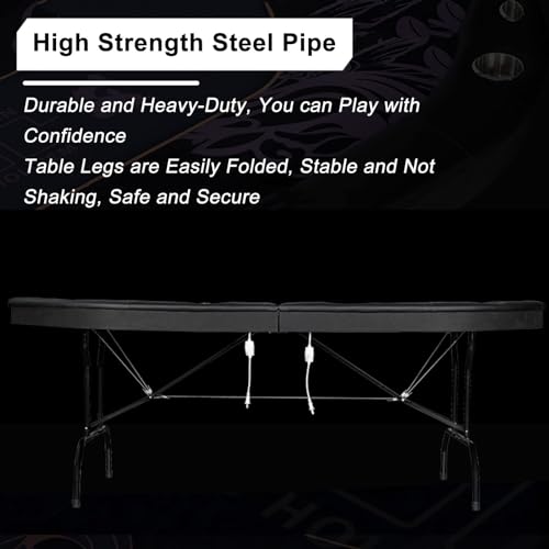 Klappbarer Pokertisch, klappbare Pokertische für 10 Spieler mit zusammenklappbaren Beinen, Casino-Freizeit-Tischplatte für Texas Holdem Pokertisch, Getränkehalter aus Edelstahl – 213 x 106 cm – Bild 5