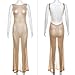 Caviotess Women's Sexy Open Back Glitter Maxi Dress Sheer Mesh Beach Cover Up Dress Sleeveless Party Vacation Dresses Gold