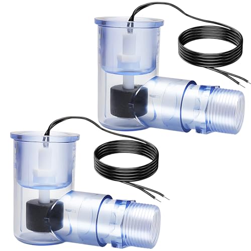 2 Pack SS2 Float Switch L Shape for Easy Installation, AC Float Switch with 3/4 Inch Adaptor and 6ft Wire, Water Level Accessory for HVAC System with Condensate Overflow Detection