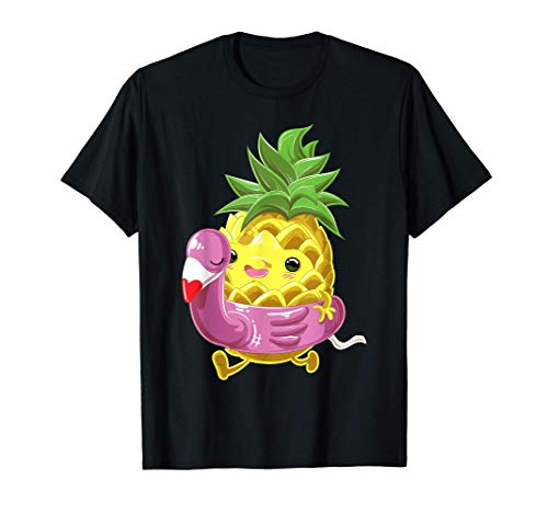 Aloha Hawaii Kawaii Ananas e Flamingo Maglietta