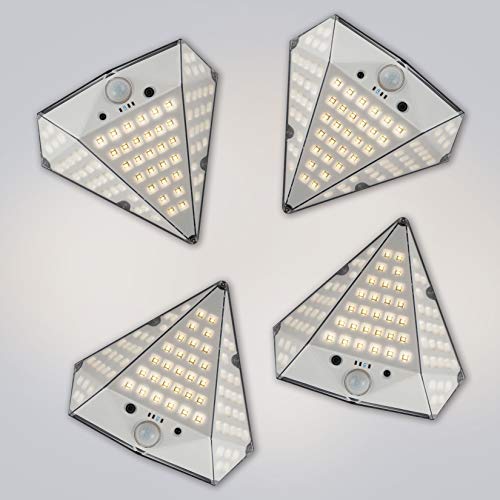 Promo Discount Up To 70% Off 0utdoor Solar Lights with Remote Control, HYMELA 3 Modes Diamond Security Light with Motion Sensor Solar Powered Flood Light 78 LED Waterproof for Fence Yard Pathway Front Door, Warm White (4 Pack)