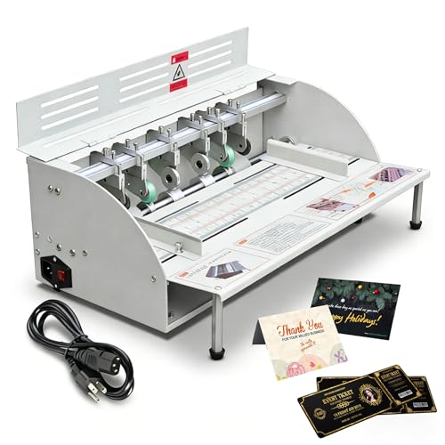 110V Electric Paper Folding Machine, 4-in-1 Paper Perforator Cutter...